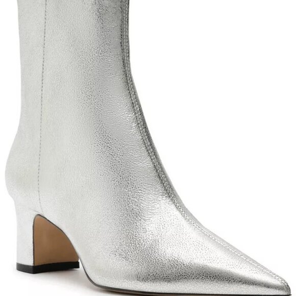 Arezzo Jemma Mid Block Bootie Spark Metal Leather NIB - Picture 1 of 13